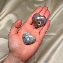 Load image into Gallery viewer, Agate &amp; Blue Rose Quartz Heart Carvings (choose your own)
