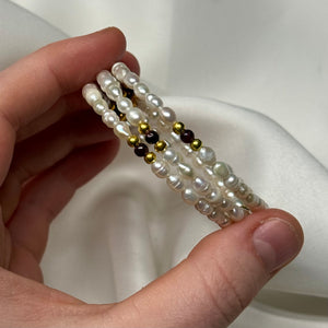 Wraparound Pearl + Garnet Beaded Bracelets