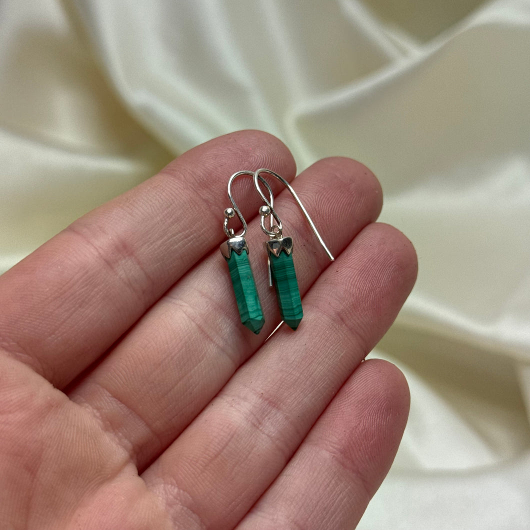 Sterling Silver Malachite Earrings A