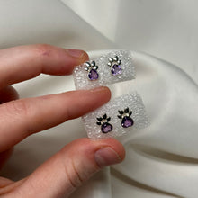 Load image into Gallery viewer, Sterling Silver Amethyst Paw Print Earrings
