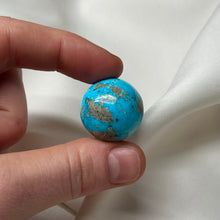 Load image into Gallery viewer, RARE! Persian Turquoise Sphere with Pyrite Flecks
