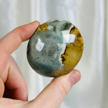 Load image into Gallery viewer, Pyrite-Speckled Polychrome Jasper Palmstone
