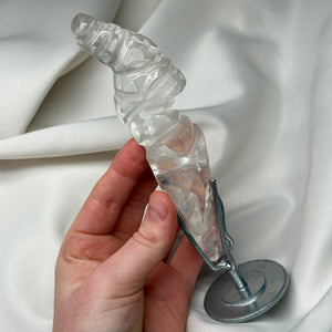 Rare! Clear Quartz Sculpture Carving on Stand by Walter Lopes 2