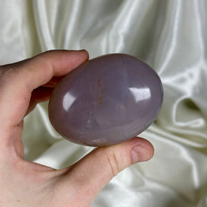 Glowy Mauve-Blue Rose Quartz Palmstone