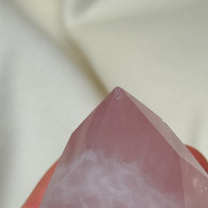 Rose Quartz Faceted Flame Carving D (Imperfect)