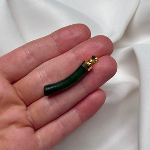 Genuine Nephrite Jade Curved Cylinder Pendant