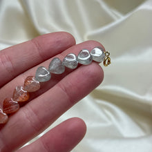 Load image into Gallery viewer, Aquamarine and Sunstone Heart Bracelet (adjustable 7”-8.5”)
