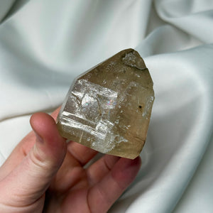 Partially Polished Natural Citrine Tower with Rainbows