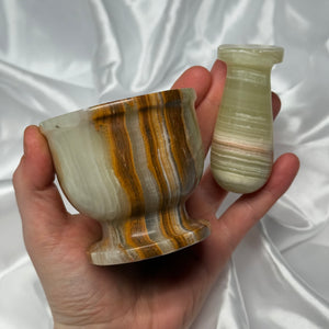 Banded Calcite Mortar and Pestle B
