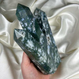 XL 2lb 7oz Moss Agate “Cluster” Carving