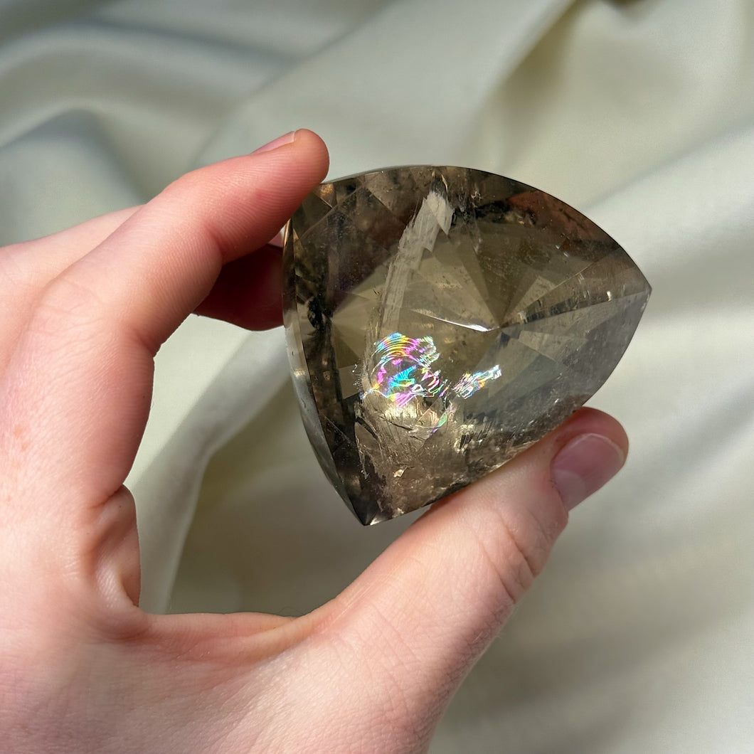 Faceted Citrine Fancy Cut Carving with Rainbows
