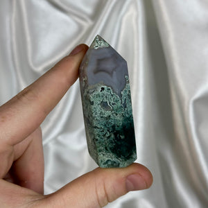 Moss Agate Tower S (stands tilted)