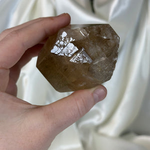 Partially Polished Elestial Citrine Freeform on Stand