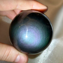 Load image into Gallery viewer, Sea Witch Rainbow Obsidian Sphere
