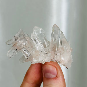 Pink Himalayan “Samadhi” Quartz Cluster with Anatase and Floating DT