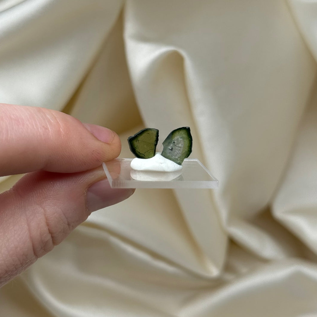 Green Tourmaline Slice Pair D