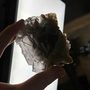 Cubic Fluorite Cluster with Calcite Teeth B