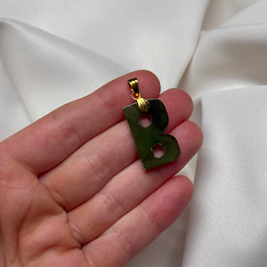 Genuine Nephrite Jade “B” Pendant