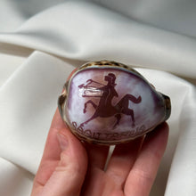 Load image into Gallery viewer, Purple Cowrie with Painted Sagittarius Zodiac Design

