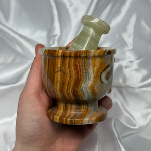 Banded Calcite Mortar and Pestle B