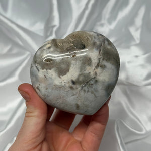 Moody Sea Jasper Heart with Large Druzy Pocket