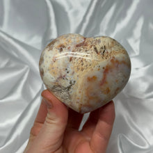 Load image into Gallery viewer, Pastel Sea Jasper Heart with Sugary Druzy Pocket
