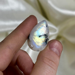 Rainbow Moonstone with Tourmaline Cabochon D