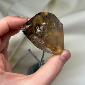 Partially Polished Honey Citrine Freeform on Stand
