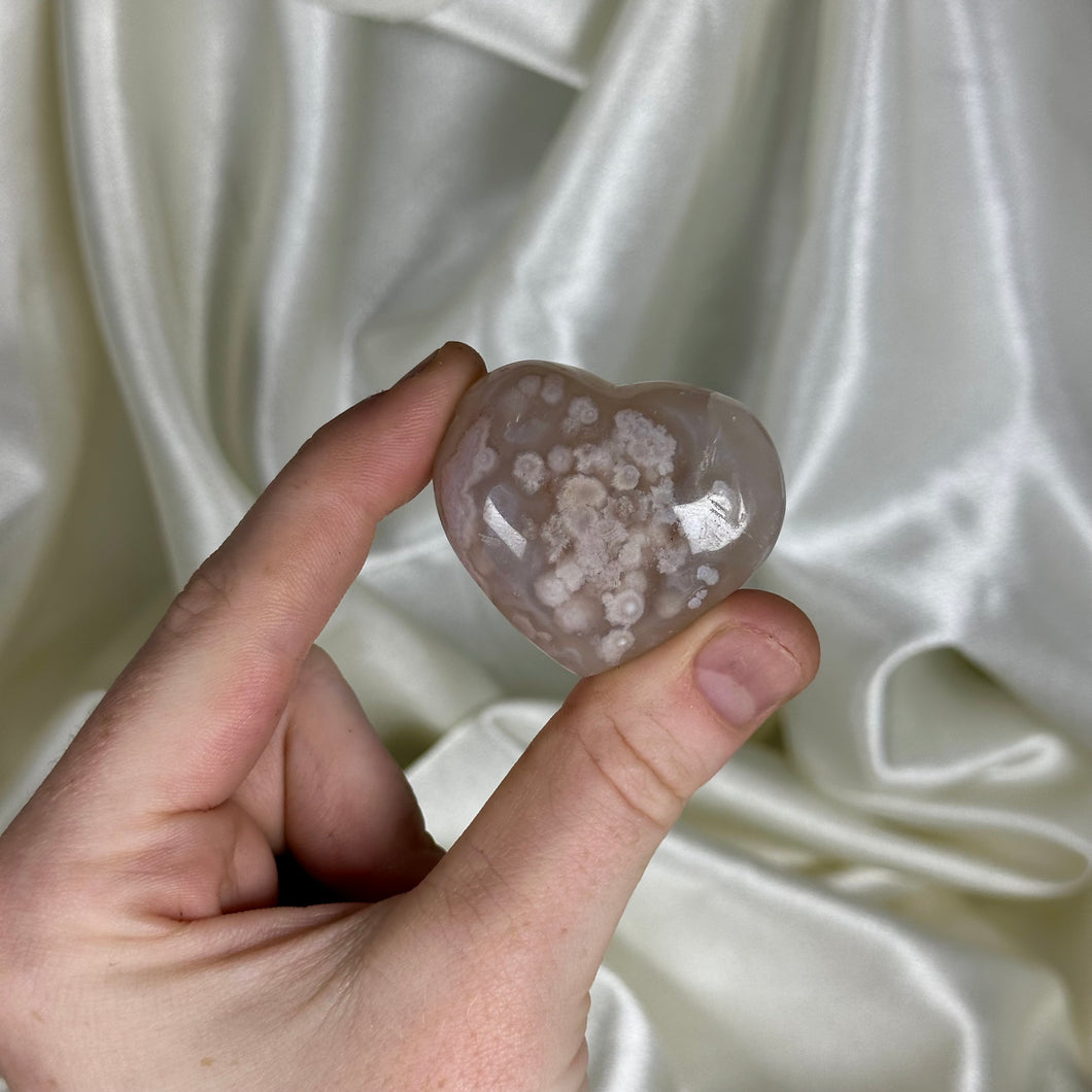 Flower Agate Heart Carving C