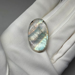 Rainbow Moonstone Cabochon with Tourmaline 59ct