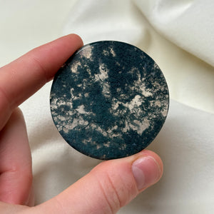 Moss Agate Disc Carving