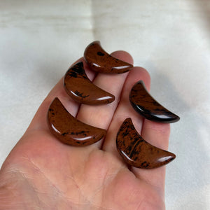 Mahogany Obsidian Moon Carvings