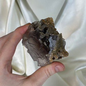 Cubic Fluorite Cluster with Calcite Teeth B