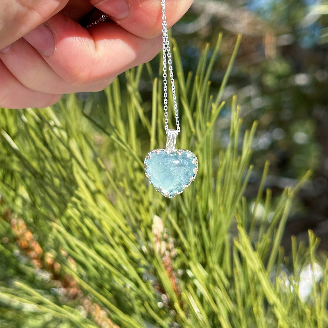 Aquamarine x Sterling Silver Heart Necklace