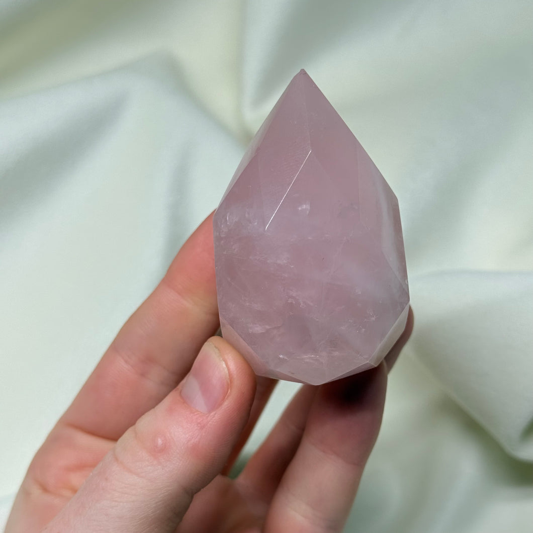 Rose Quartz Faceted Flame Carving D (Imperfect)