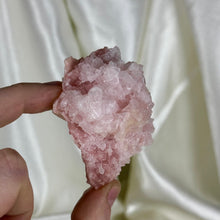 Load image into Gallery viewer, Pink Halite Cluster on Dark Pink Plate
