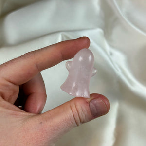 Rose Quartz Ghost Carvings