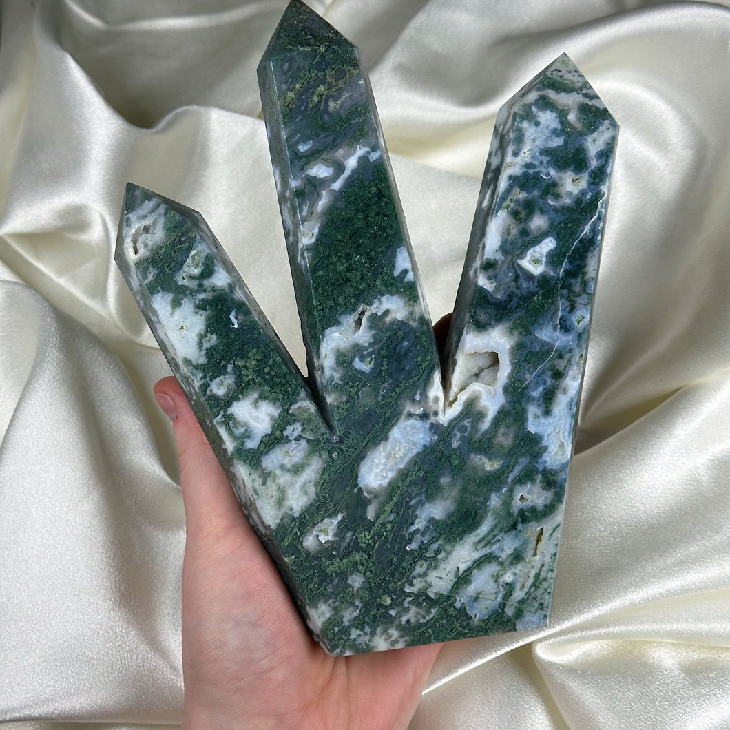 XL 2lb 7oz Moss Agate “Cluster” Carving