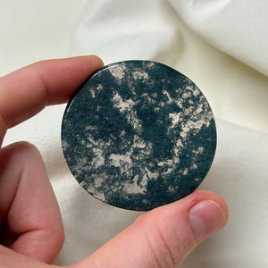 Moss Agate Disc Carving