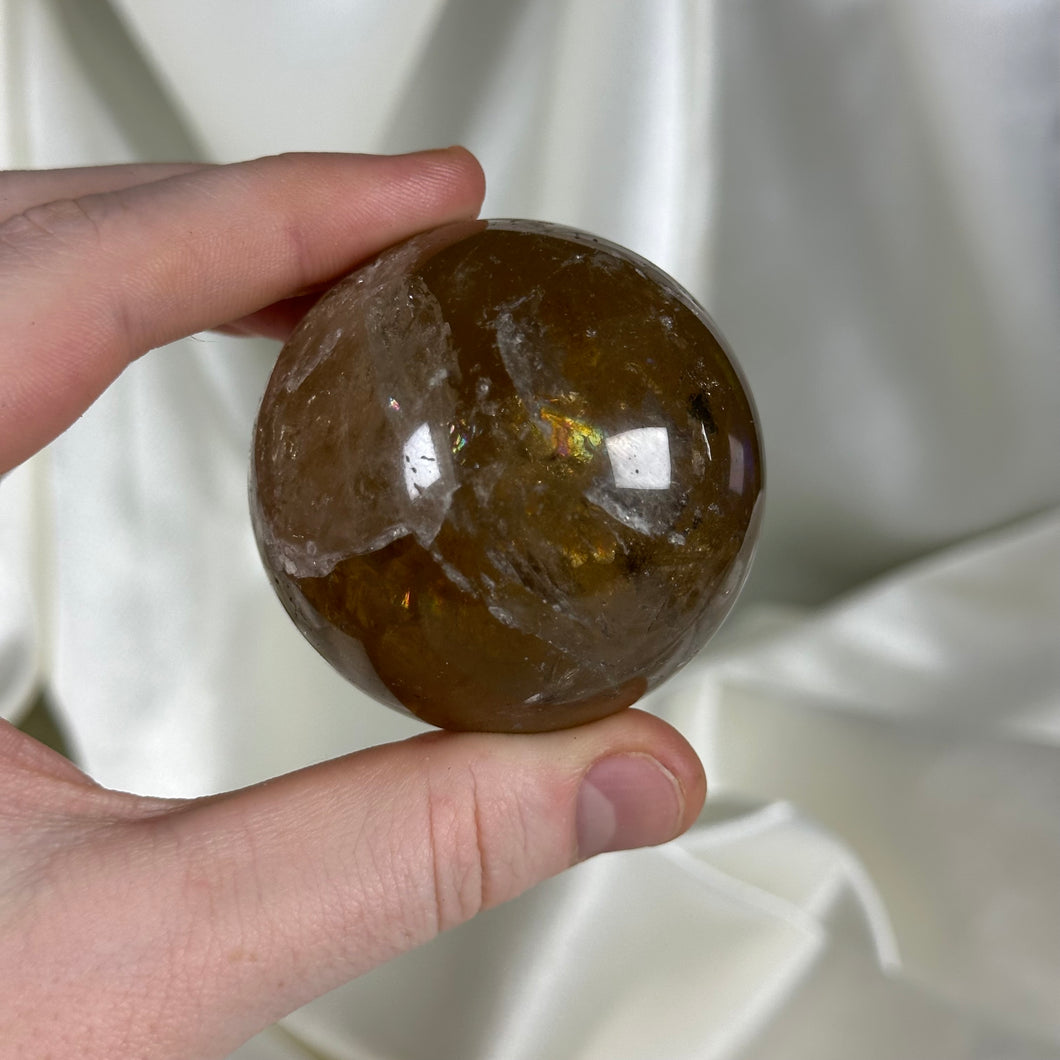 Rainbow-Filled Honey Citrine Sphere