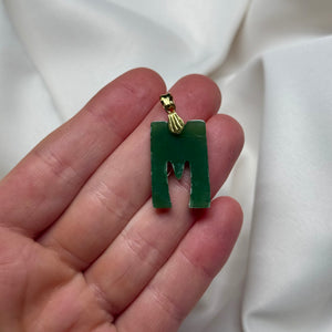 Genuine Nephrite Jade “M” Pendant