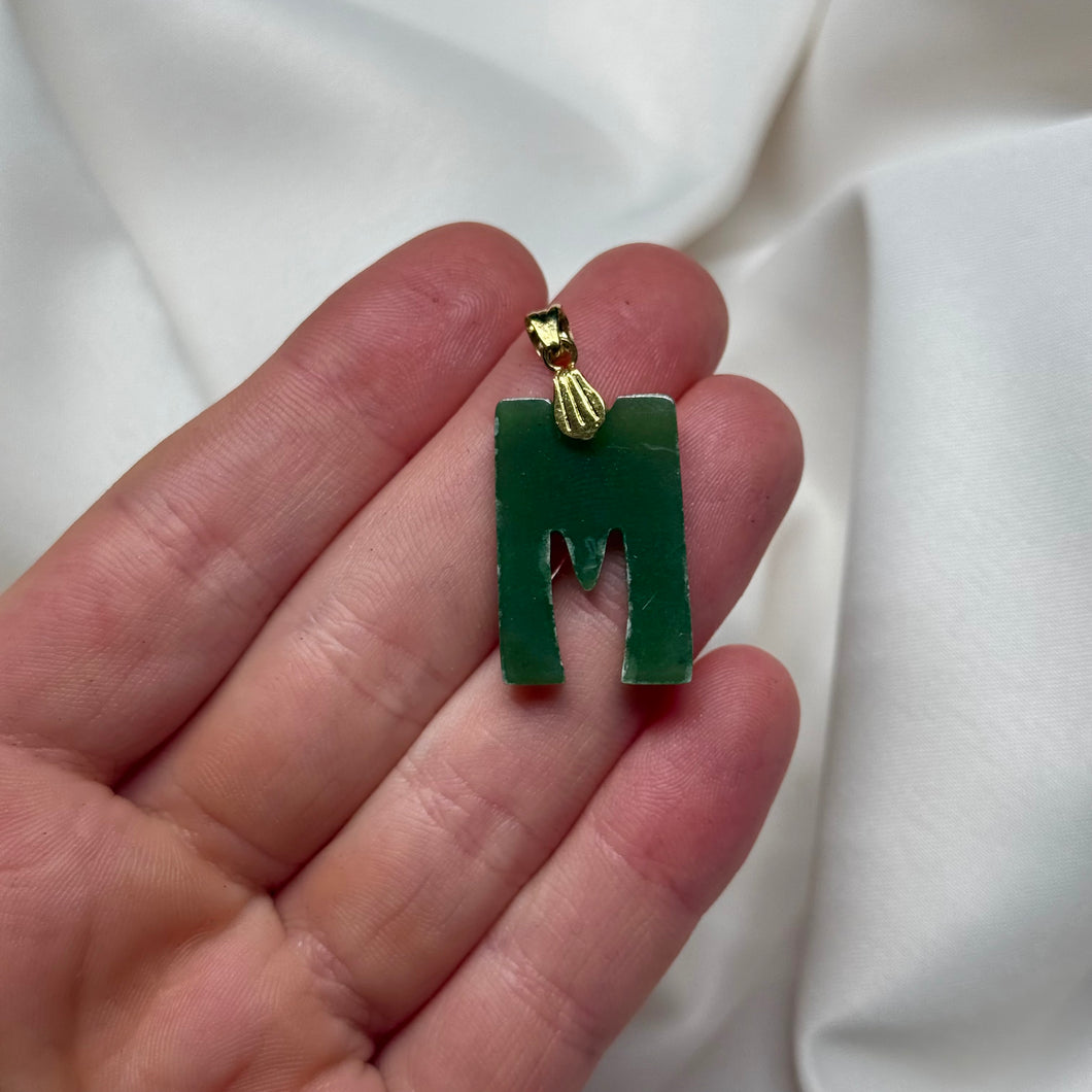 Genuine Nephrite Jade “M” Pendant