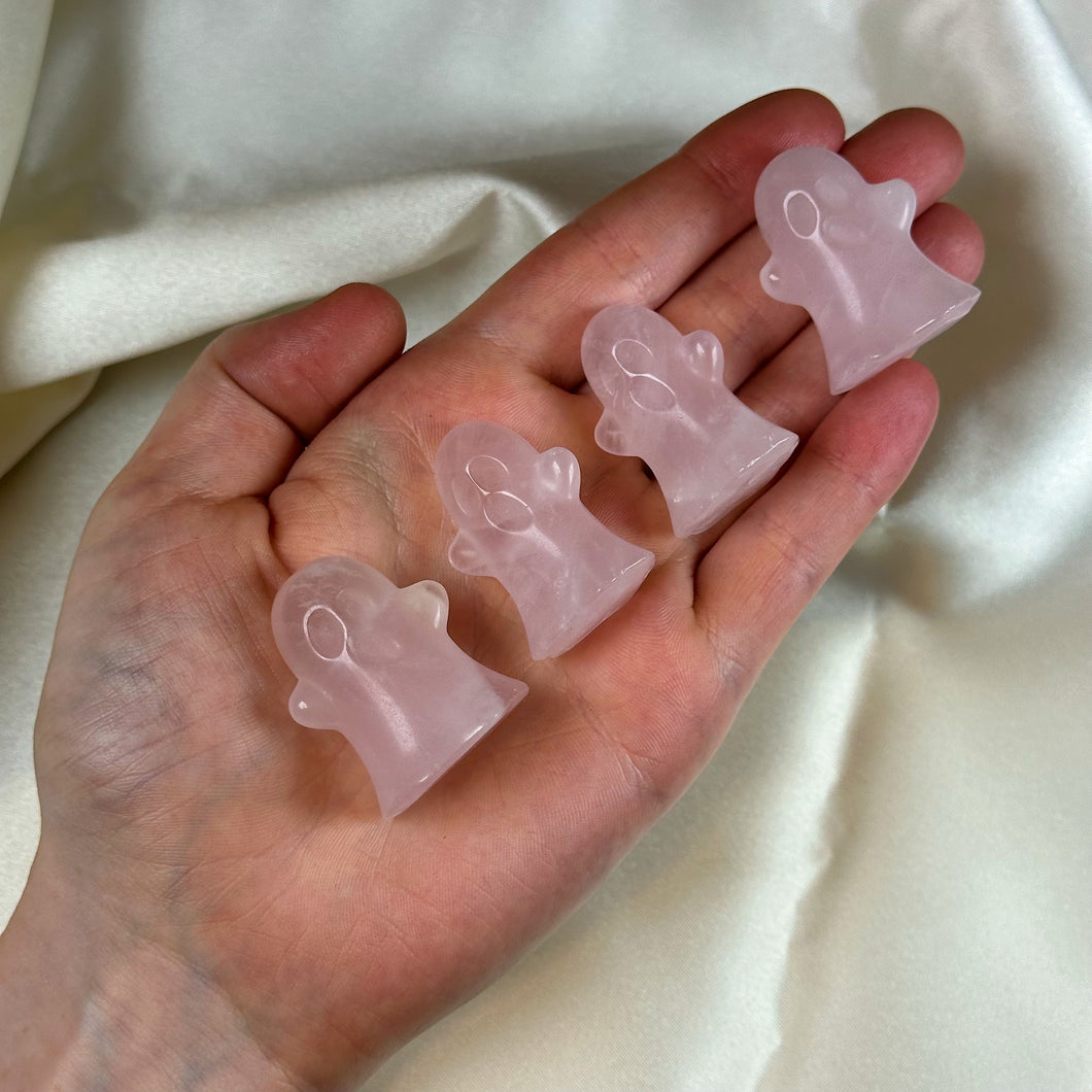 Rose Quartz Ghost Carvings