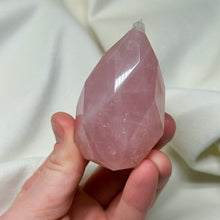 Load image into Gallery viewer, Rose Quartz Faceted Flame Carving B
