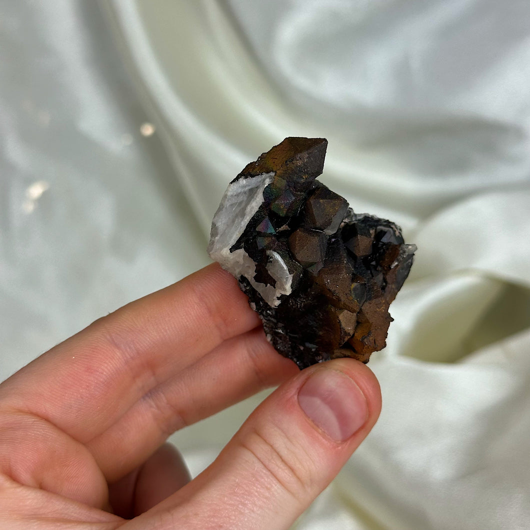 Naturally Iridescent Hematite Quartz Cluster A