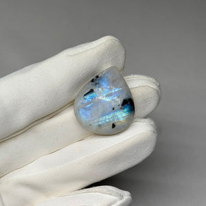 Rainbow Moonstone Cabochon with Tourmaline 34.45ct
