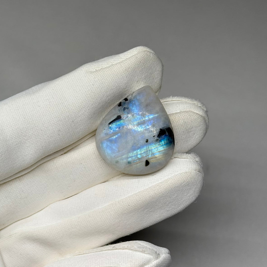 Rainbow Moonstone Cabochon with Tourmaline 34.45ct