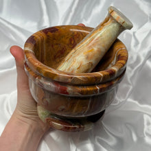 Load image into Gallery viewer, XL Banded Calcite Mortar and Pestle A
