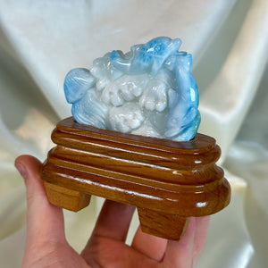 AAA Larimar “Sea-Scape” Carving with Custom Stand - Collector’s Piece