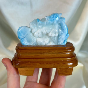 AAA Larimar “Sea-Scape” Carving with Custom Stand - Collector’s Piece